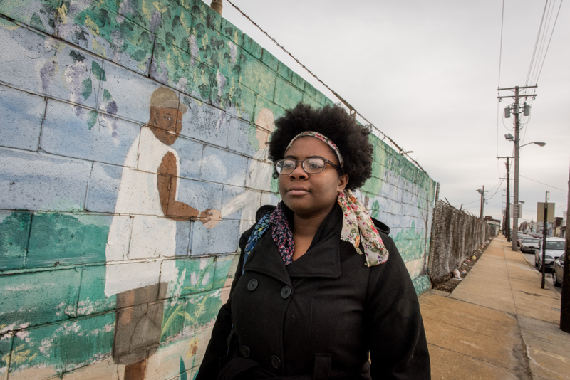 Destiny Watford, Curtis Bay Area, Baltimore, MD In nighborhood area she and her group often canvases to spread information about the proposed hazardous waste incinerator.